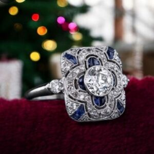 925 Silver and Blue Gemstone Ring